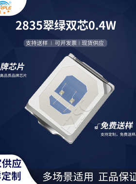 粉紫工厂直销2835led灯珠贴片式2835翠绿0.4W 双芯 LED发光二级管