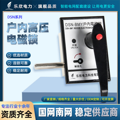 乐欣 户内高压电磁锁DSN-BMY DSN-BMZ反向手柄式高压柜锁交直流