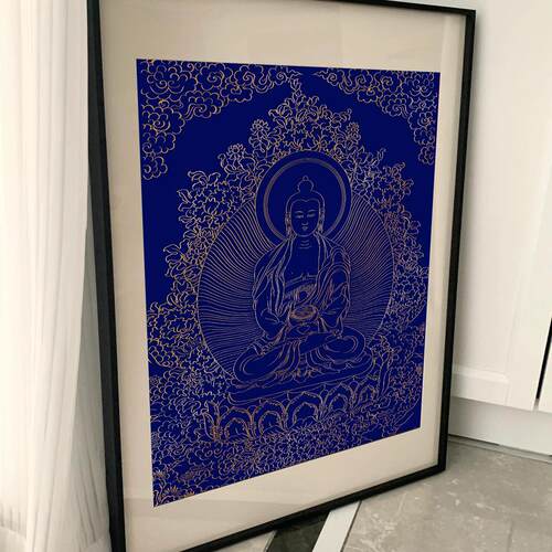 阿弥陀佛唐卡手绘描金线稿