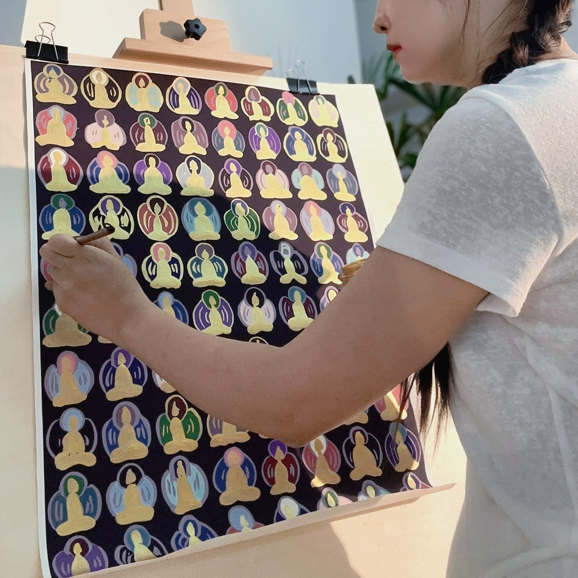 敦煌无相佛描金唐卡白描底稿图片