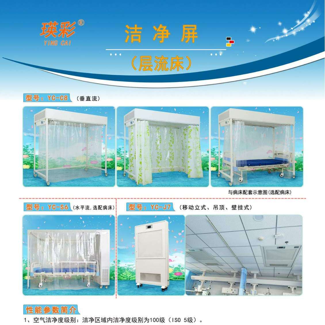瑛彩牌层流床洁净屏围帘层流消毒床罩单人无菌室围挡塑料薄膜床帘