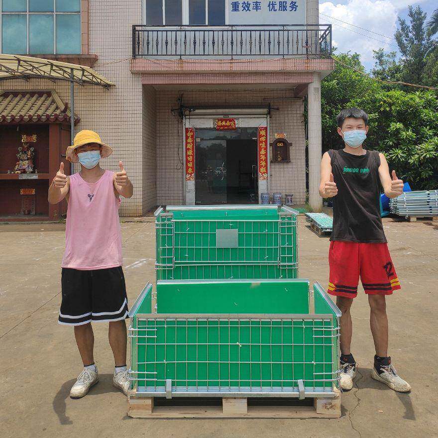 仓储器材可折叠仓储笼折叠铁笼铁框箱蝴蝶笼金属周转笼车储物
