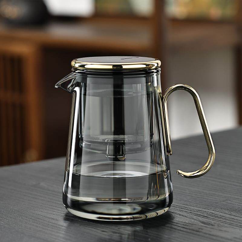 耐高温全玻璃内胆磁吸飘逸杯茶水分离铝合金泡茶壶懒人茶具泡茶器