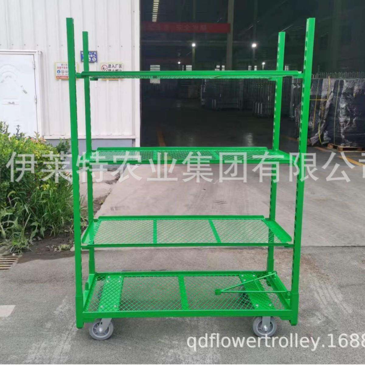 直销基地可移动花车,青岛伊莱特拉板网花车,多层花卉周转车