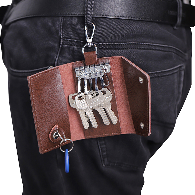 真皮钥匙包男女多功能汽车钥匙挂包牛皮小包户外便携信用卡收纳包