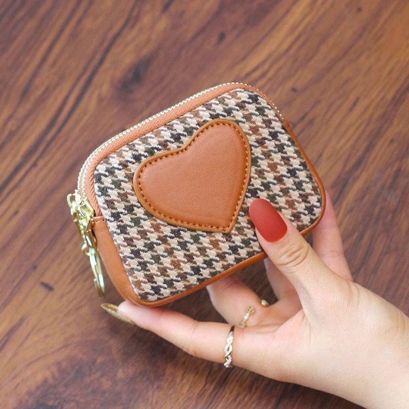 新款迷你双拉链化妆包零钱包帆布