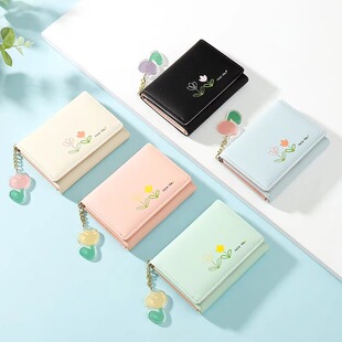 日系可爱奶酪小学生儿童三折小清新卡包短款 多卡位零钱包 钱包女款