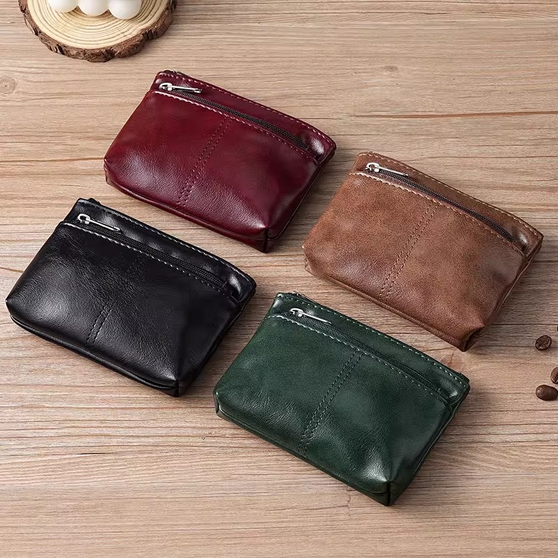 手工真皮质感卡包小巧复古简约拉链小零钱包驾驶证包公交卡钥匙包