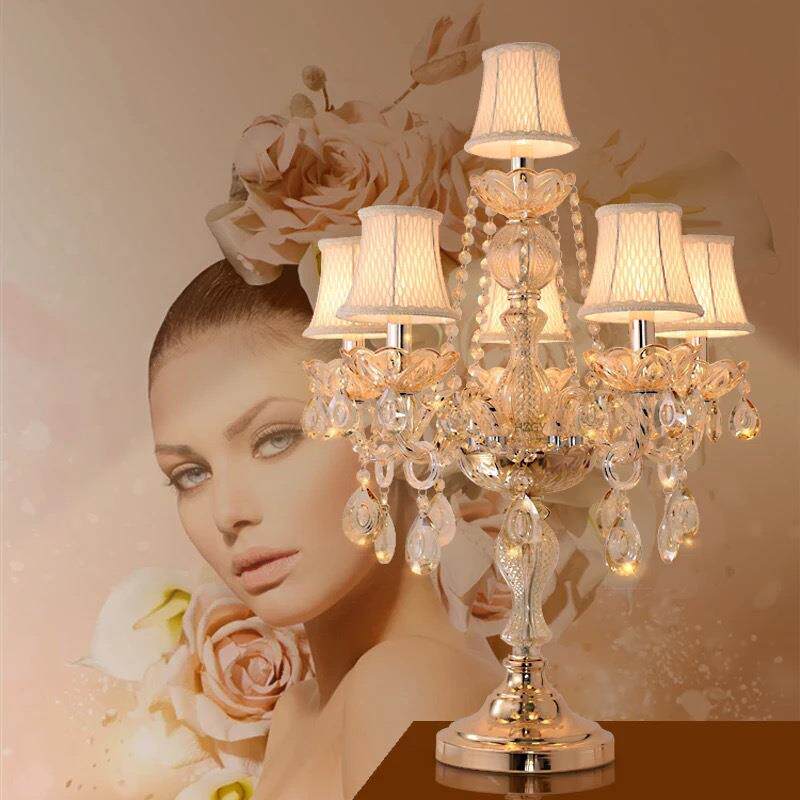 欧式水晶台灯客厅奢华婚庆酒店卧室床头书房简约现代调光水晶台灯