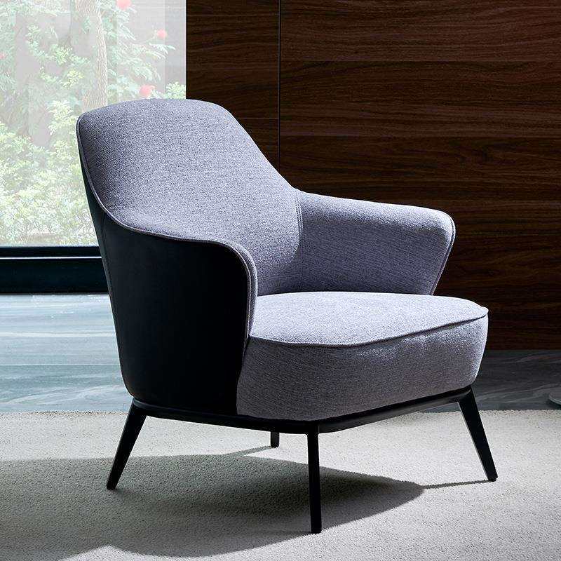 北欧单人沙发椅布艺棉麻客厅阳台创意椅设计师洽谈沙发椅休闲椅子