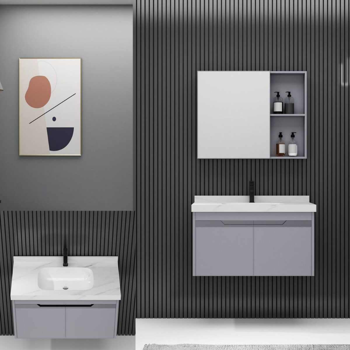 铝合金一体陶瓷盆浴室柜 带镜柜无缝盆洗手洗脸洗漱组合装收纳柜