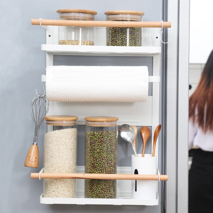 日式冰箱磁吸置物架侧面收纳架壁挂式多层侧边磁铁冰箱侧壁挂架