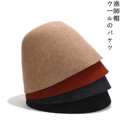 Vintage Bucket Hat Cap Panama Women Men Vintage Winter Wool
