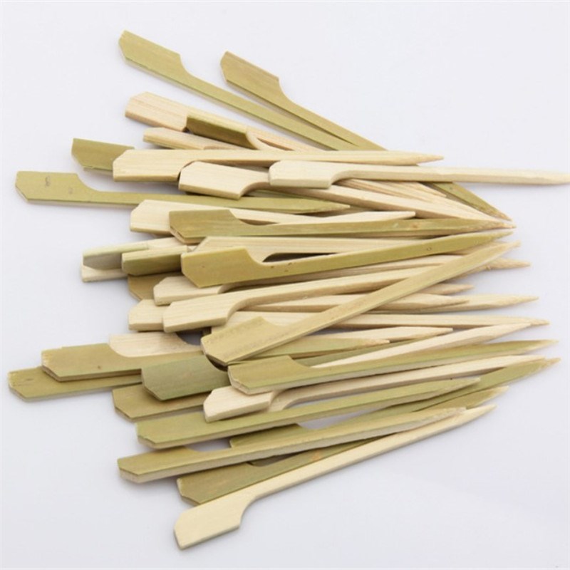 极速40pcs BBQ Bamboo Skewers Paddle Sticks Grill Kebab Barbe
