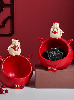 入户进门口玄关钥匙收纳摆件招财猫送新人新娘的结婚礼物高级实用