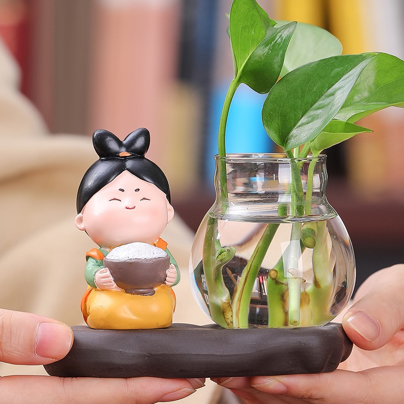 创意唐仕女家居装饰品水培小花瓶容器摆件客厅办公室桌面插花干花