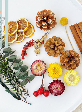 好货伴手礼礼盒配饰松果树叶肉桂柠檬片干花装饰材料diy植物画香