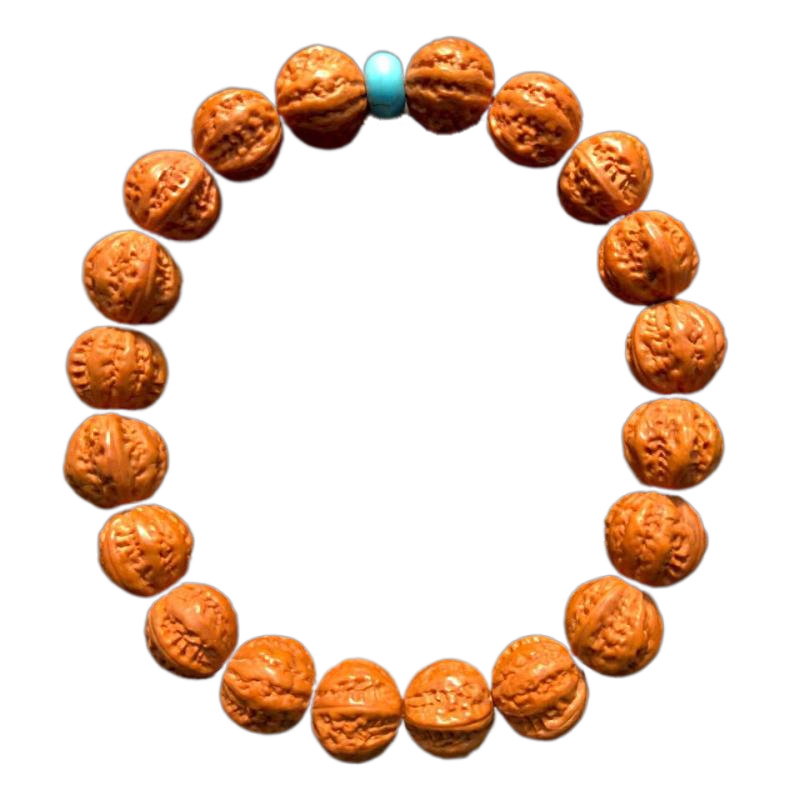 京八棱手串野生文玩小核桃手持龙纹桃核雕刻桃木手链桃胡粗筋八棱