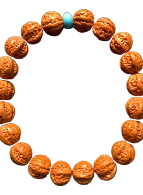 京八棱手串野生文玩小核桃手持龙纹桃核雕刻桃木手链桃胡粗筋八棱