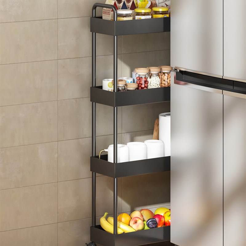 金属烤漆夹缝收纳推车置物架卧室厨房客厅小推车夹缝收纳架13CM18