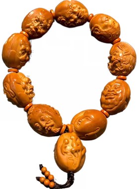 18罗汉橄榄核手串雕刻纯手工十八罗汉双面须派男款手持文玩脖挂