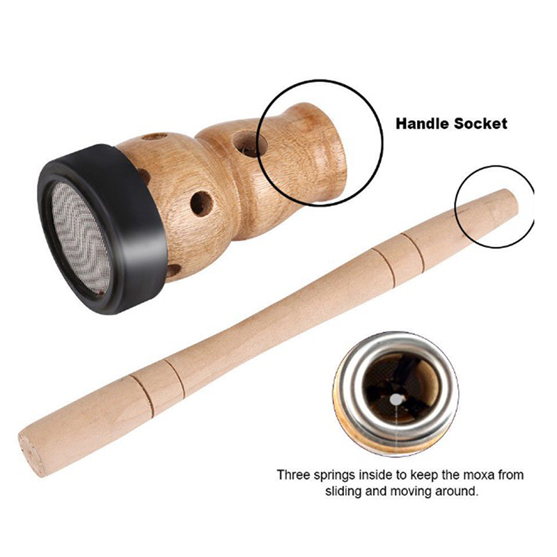 1 set Wooden Gourd Moxa Burner Roll Massage Set Wormwood Art