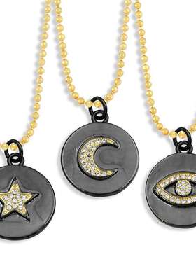 Evil Eye Necklace Star Moon Necklace Geometric Love Zircon P