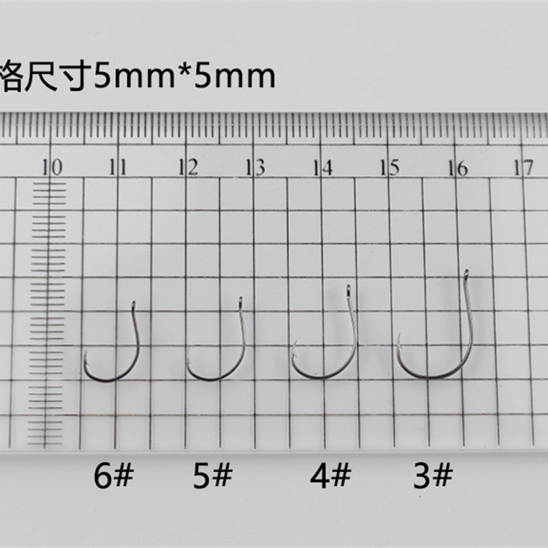 钓虾钩散装进口河虾钩龙虾钩有倒刺细条宽钩门带孔管付钓虾专用钩