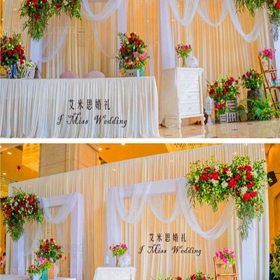 婚庆舞台背景纱幔帷幔打底幔幔身婚礼签到台迎宾摄影幕布沙曼布幔