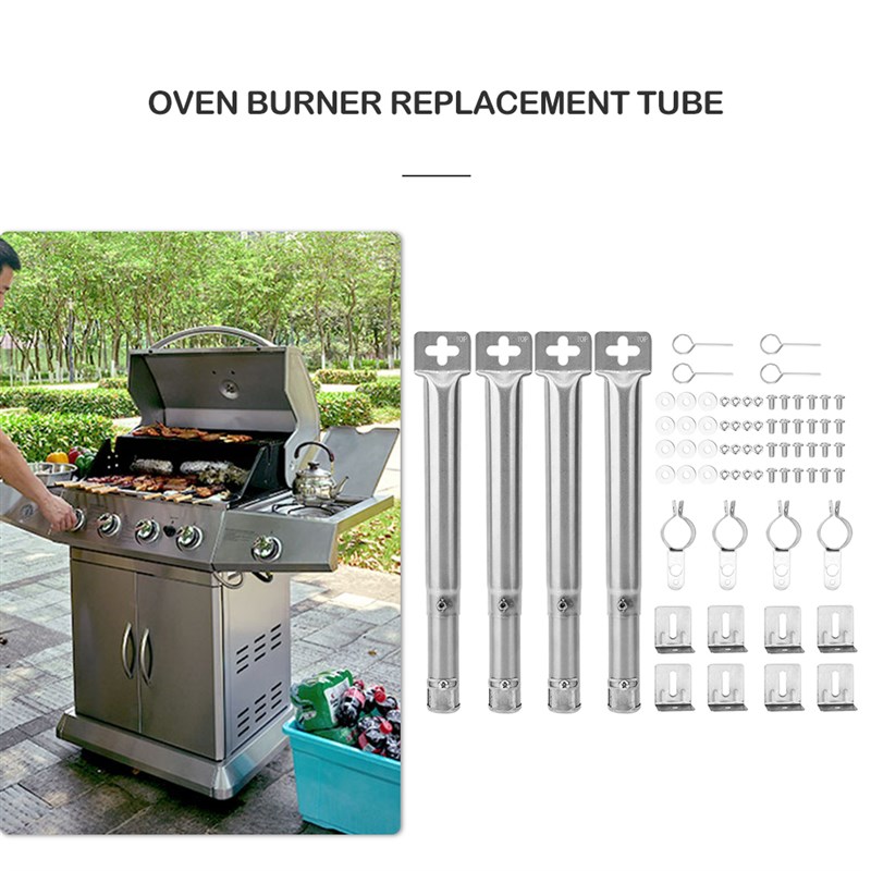 Useful Grill Burner Tube 4pcs BBQ Replacement Pipe Camping
