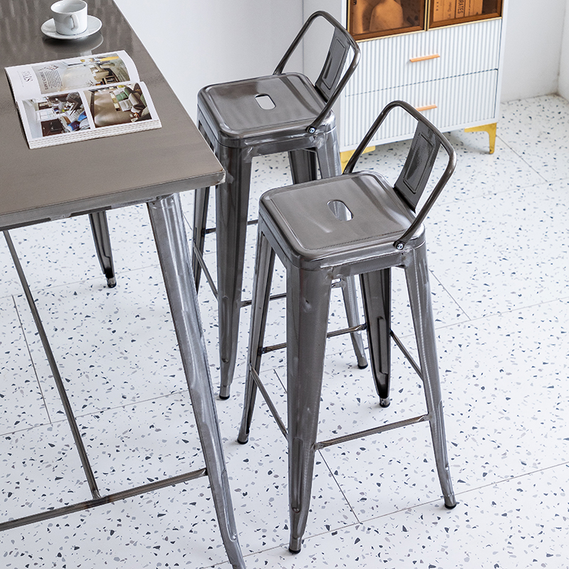 工业风吧椅铁艺吧台椅奶茶店时尚甜品店吧台凳酒吧咖啡厅高脚凳子