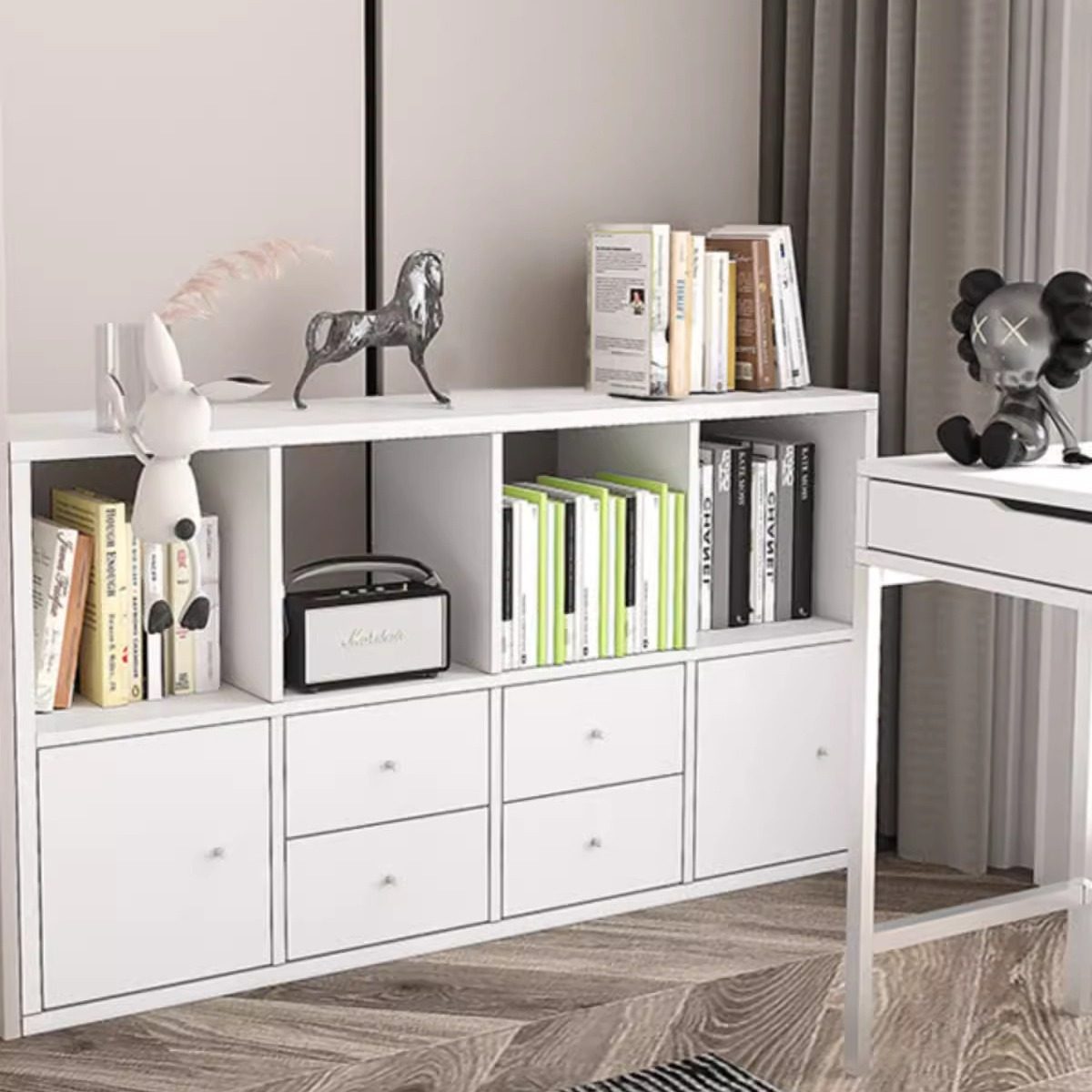 简约现代书架书柜带门格子柜家用收纳柜电视柜客厅置物架储物架,电子元器件市场,电线扎带/束线带,淘宝优惠券,粉丝福利购,淘宝优惠卷