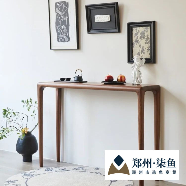 北欧实木玄关桌现代简约墙边供桌长条案边桌新中式玄关台靠墙窄桌