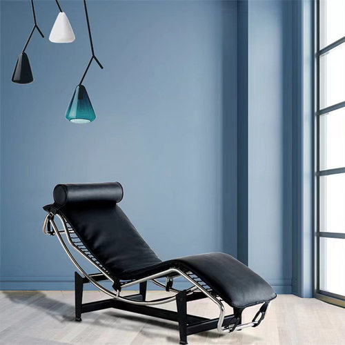 设计师经典LC4休闲躺椅柯布西耶个性办公室阳台不锈钢皮艺沙发椅