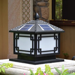 太阳能户外灯柱头灯家用庭院灯别墅门口围墙室外防水新中式柱子灯