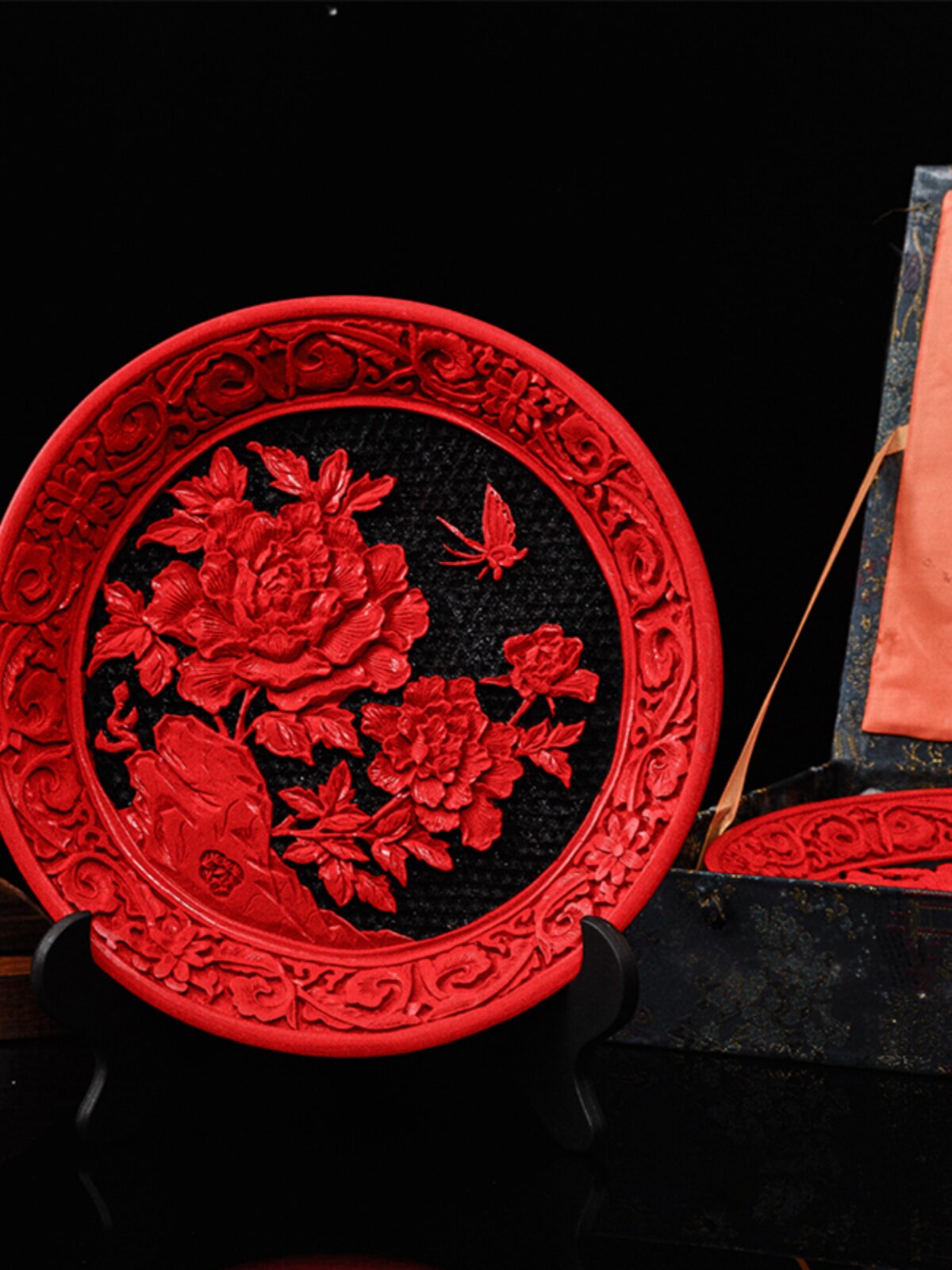 漆雕看盘10寸盘子扬州漆器剔红雕漆福字盘摆件中国风创意礼品特产