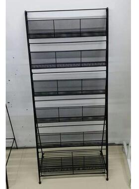 黑色烤漆铁质折叠资料架展会杂志书架展示架立式目录架