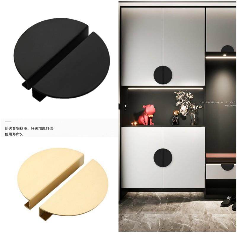 金色柜门半圆拉手黄铜对开橱柜鞋柜门把手黑色圆形纯铜家具门拉手,基础建材,脚轮/万向轮,淘宝优惠券,粉丝福利购,淘宝优惠卷