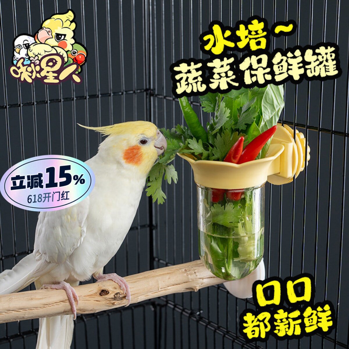 鹦鹉水培瓶蔬菜豆苗保鲜罐玄凤牡丹和尚花插水果喂食器用品配件