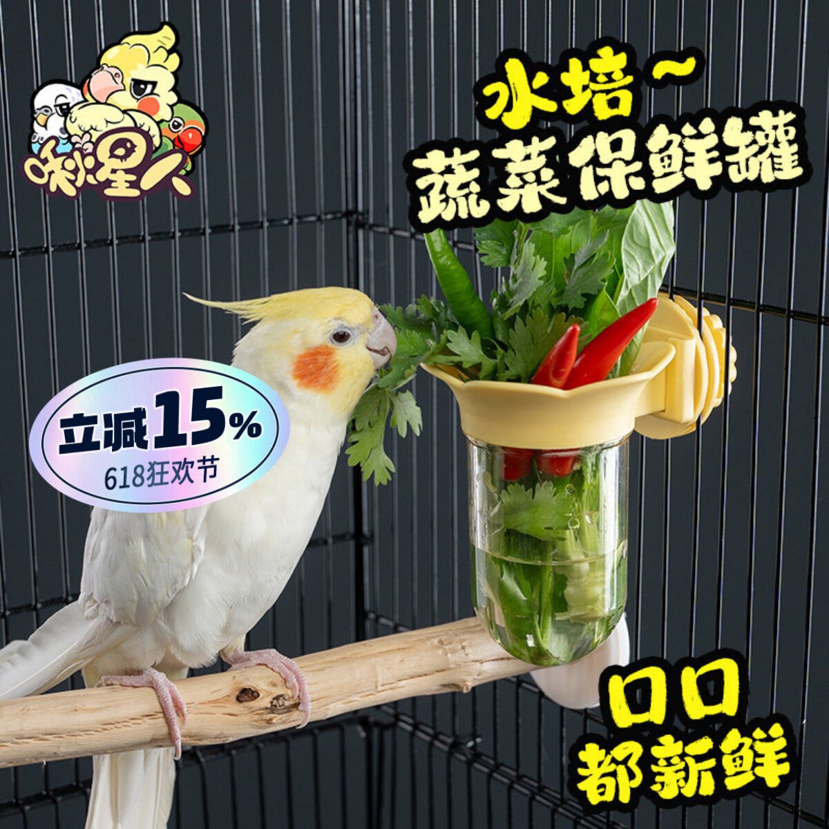 鹦鹉水培瓶蔬菜豆苗保鲜罐玄凤牡丹和尚花插水果喂食器用品配件