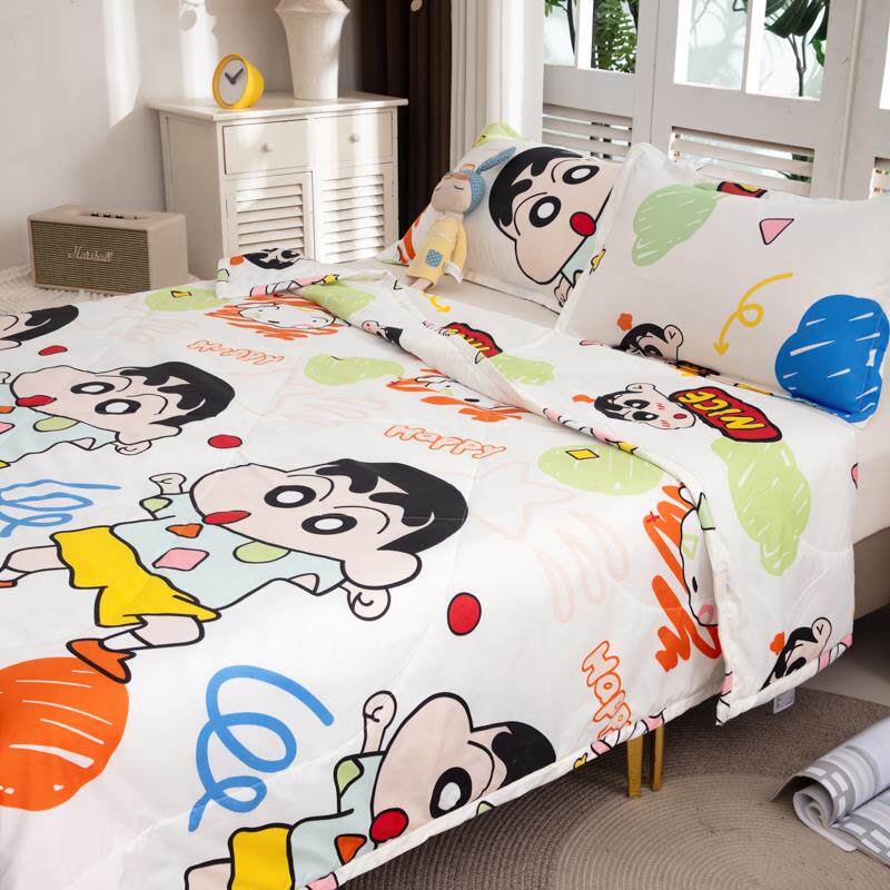 卡通蜡笔小新夏被四件套单人双人空调被学生宿舍夏凉被三件式床组