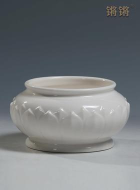 锵锵陶瓷浮莲白瓷佛具套装供佛香炉圣水杯供佛灯供奉家用佛前摆件