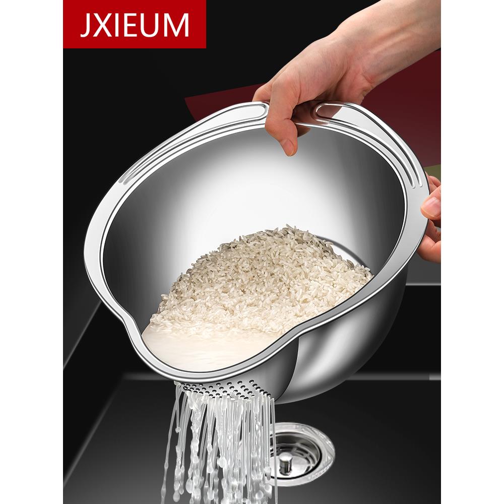 德国316不锈钢食品级洗菜盆沥水篮洗米筛淘米盆滤水篮漏筛漏筐盆