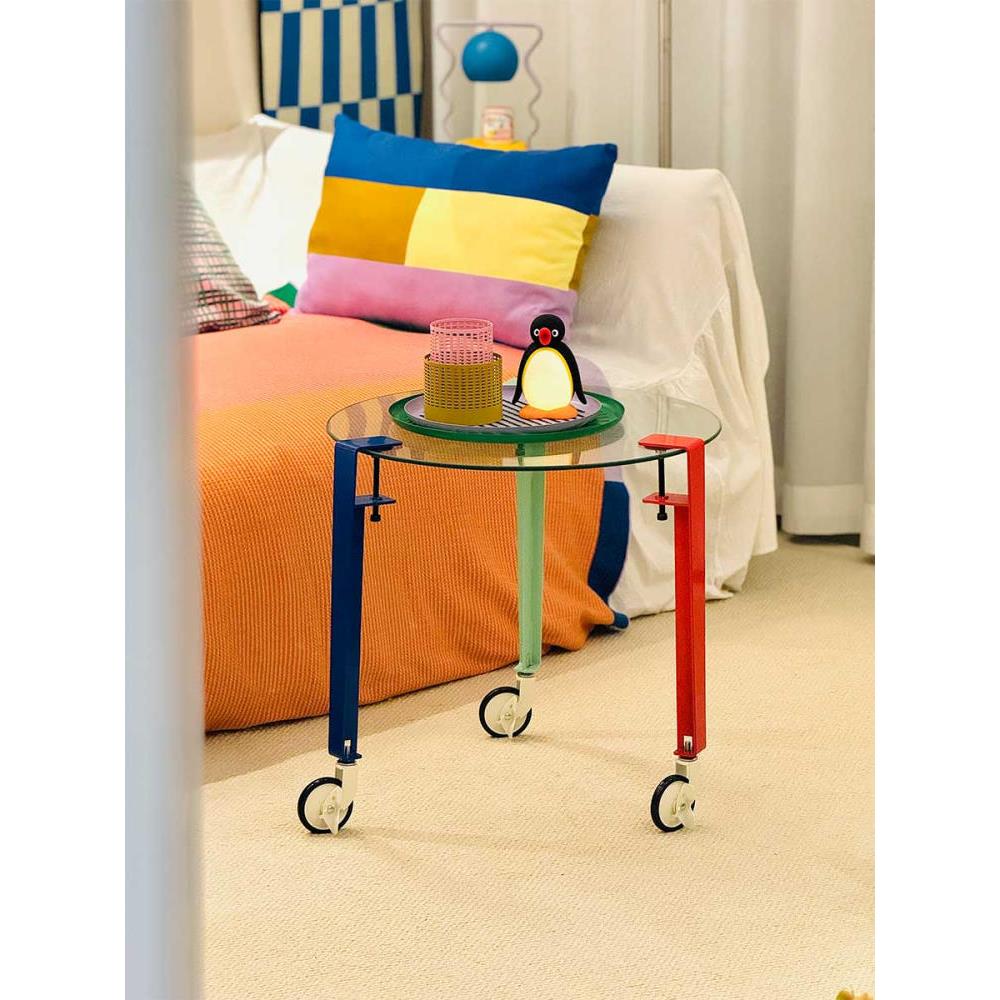 薯友桌脚支架茶几桌腿diy边几彩色免打孔免钉脚架带轮子桌面支撑