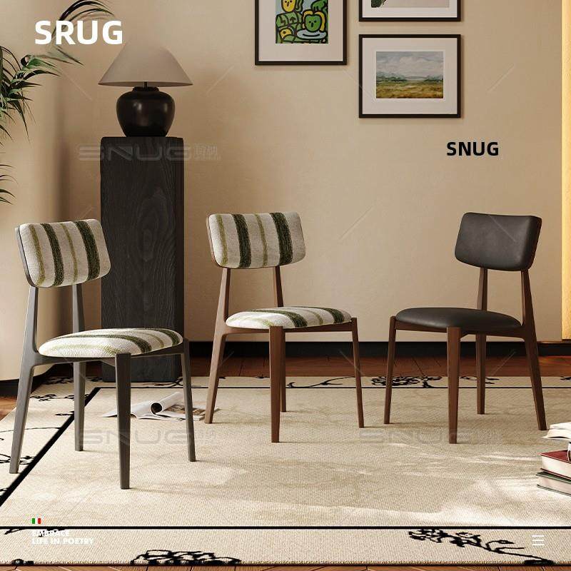 中世纪灰实木餐椅家斯堪的纳维亚简单灰餐桌和椅子日本设计师软靠