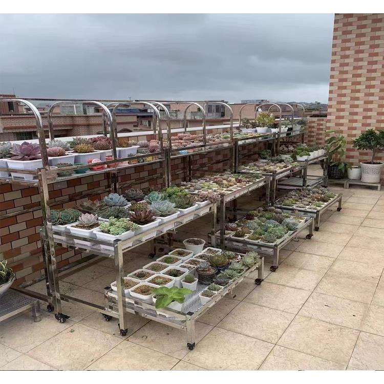 不锈钢户外阳台庭院简约多肉多层室外花架落地式双层花架移动带轮