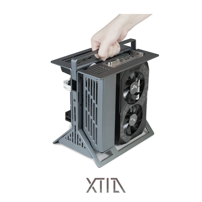 【XPROTO-hMini】 XTIA ITX开放式1U独显全铝竖垂直便携提手小机