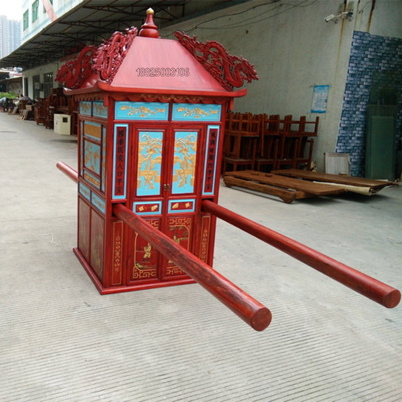明清古典花轿中式婚礼仿古新娘轿子实木喜轿租赁影视道具官轿定制