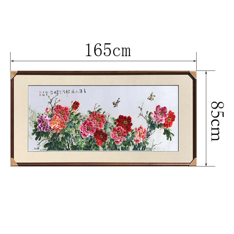 苏州刺绣纯手工苏绣成品挂画春满人间牡丹花客厅装饰画沙发背景墙图片