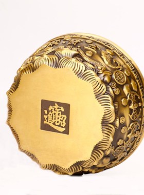 聚宝盆摆件纯铜实心五福纳财盆铜碗家用客厅门店开业礼品大号铜盆